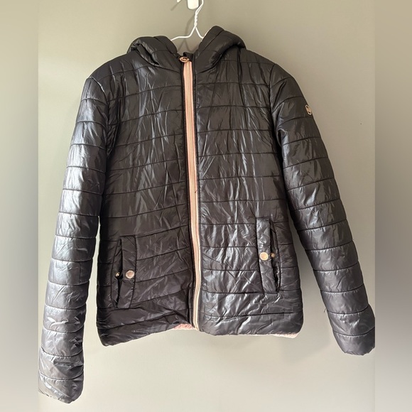 Michael Kors Girls Puffer Jacket With Hood/ Black Girls Size 16, fleece lined - Picture 2 of 9